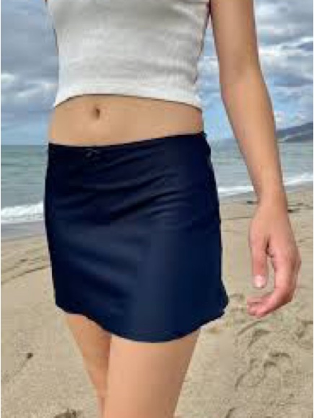 BRANDY MELVILLE Satin Mini Skirt OSFM Navy Blue